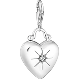 Medaljong smycke Thomas Sabo Charm Club Heart Locket Charm Pendant - Silver/White