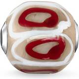 Beige Berlocker & Hängen Thomas Sabo Glass Bead Silver Charm w. Glass - Silver/Red/Beige/White