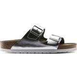 Silver Sandaler Birkenstock Arizona Soft Footbed Leather - Metallic Silver