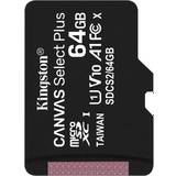 64 GB - U1 Minneskort Kingston Canvas Select Plus microSDXC Class 10 UHS-I U1 V10 A1 100MB/s 64GB