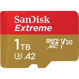 Micro sd kort SanDisk Extreme microSDXC Class 10 UHS-I U3 A2 190/130MB/s 1TB +Adapter