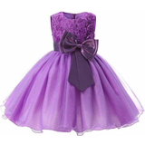 Evening Dress with Bow & Flowers - Purple (2825-42411)