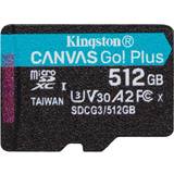 Kingston 512 GB - microSDXC Minneskort Kingston Canvas Go! Plus microSDXC Class 10 UHS-I U3 V30 A2 170/90MB/s 512GB