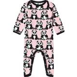 Multifärgade Jumpsuits Barnkläder Småfolk Bodysuit with Panda - Coral Blush (03-4008)