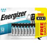 Alkaliska Batterier & Laddbart Energizer AAA Max Plus 12-pack