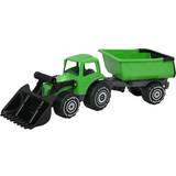 Leksaksfordon Plasto Tractor with Front Loader & Trailer Green