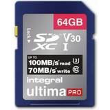 Integral 64 GB Minneskort Integral UltimaPro Premium SDXC Class 10 UHS-I U3 V30 A1 100/70MB/s 64GB
