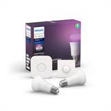 Philips hue button Philips Hue White and Color Ambience with Smart Button LED Lamps 9W E27 2-pack Starter Kit