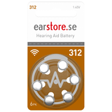Earstore Hearing Aid Battery Size 312 6-pack