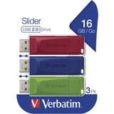 16 GB USB-minnen Verbatim USB Store-N-Go Slider 16GB (3-pack)