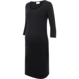 Midiklänningar Gravid- & Amningskläder Mamalicious 3/4 Sleeved Maternity Dress Black (20010360)
