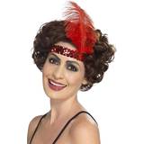 Smiffys Flapper Headband Red with Feather