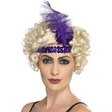 Lila Maskerad Tillbehör Smiffys Flapper Headband with Feather Purple