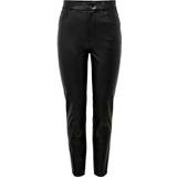16 - Dam Byxor & Shorts Only Emily Faux Leather Trousers - Black/Black