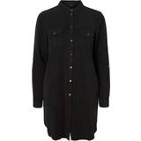 Skjortkrage Klänningar Vero Moda Silla Long Sleeved Shirt Mini Dress - Black/Black