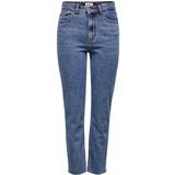 Only Emily Hw Straight Fit Jeans - Blue/Dark Blue Denim