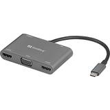 Sandberg USB C-2HDMI/VGA/USB A M-F Adapter