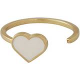Beige Ringar Design Letters Enamel Heart Ring - Gold/Nude