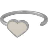 Beige Ringar Design Letters Enamel Heart Ring - Silver/Nude