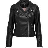 Dam - Skinnjackor Only Gemma Biker Faux Leather Jacket - Black