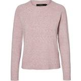 Nylon Tröjor Vero Moda Doffy O-Neck Long Sleeved Knitted Sweater - Purple/Woodrose