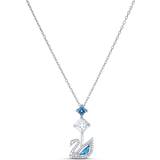 Swarovski Dazzling Swan Necklace - Silver/Blue/White