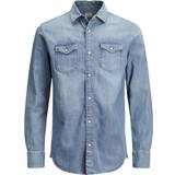Herr - Jeansskjortor på rea Jack & Jones Denim Shirt - Blue/Medium Blue Denim