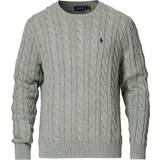Polo Ralph Lauren Herr - Stickad tröjor Polo Ralph Lauren Cable-Knit Cotton Sweater - Fawn Grey Heather