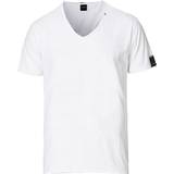 Replay Herr T-shirts Replay Raw Cut V-Neck Cotton T-shirt - White