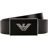 Emporio Armani Herr Accessoarer Emporio Armani Leather Belt with Eagle Plate - Black