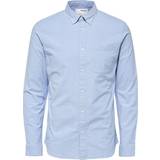 Elastan/Lycra/Spandex - Herr Skjortor Selected Organic Cotton Oxford Shirt - Blue/Light Blue