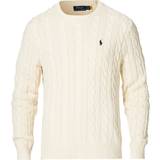 Polo Ralph Lauren Herr - Stickad tröjor Polo Ralph Lauren Cable-Knit Cotton Sweater - Cream