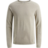 Herr - Stickad tröjor Jack & Jones Hill Sweater - Oatmeal