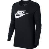 Nike 18 - Bomull - Dam T-shirts Nike Women's Sportswear Long-Sleeve T-shirt - Black/White