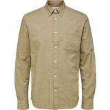Selected Organic Cotton Oxford Shirt - Beige/Teak