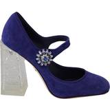 Hög klack Pumps Dolce & Gabbana Suede Crystal Heels - Blue