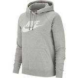 32 - Fleece Överdelar Nike Sportswear Essential Hoodie - Dark Gray Heather/Matte Silver/White