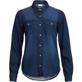 Dam - Långa ärmar Skjortor Vila Bista Pocket Denim Shirt - Blue/Dark Blue Denim