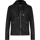 Herr - Skinn Ytterkläder AllSaints Harwood Leather Hooded Biker jacket - Black
