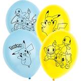 Blåa Latexballonger Amscan Latex Balloons Pokémon Blue/Yellow 6-pack