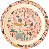 Rice Rosa Nappflaskor & Servering Rice Melamine Kids Plate Jungle Animals Print