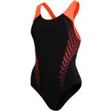 18 Badkläder Speedo Women's Placement Laneback Swimsuit - Black/Orange