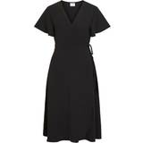 Omlott Klänningar Vila Short Sleeved Wrap Dress - Black