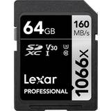 LEXAR 64 GB Minneskort LEXAR Professional SDXC Class 10 UHS-I U3 V30 1066x 64GB