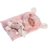 Llorens Dockor & Dockhus Llorens Baby Nica on a Pink Blanket with Ears 40cm