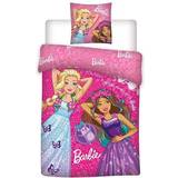 Barbie - Rosa Textilier Barbie Junior Sengetøj 100x140cm