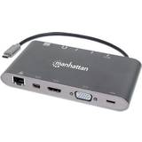 Manhattan Kablar Manhattan Usb C - Hdmi/3.5mm/DisplayPort Mini/RJ45/USB A/VGA M-F Adapter