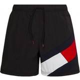 3XL - Herr Badkläder Tommy Hilfiger Signature Flag Swim Shorts - Black