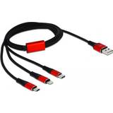 Skärmad - USB C Kablar DeLock USB A-USB Micro-B/Lightning/USB C 2.0 1m