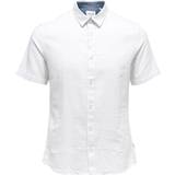 Herr - Linneskjortor Only & Sons Linen Short Sleeved Shirt - White